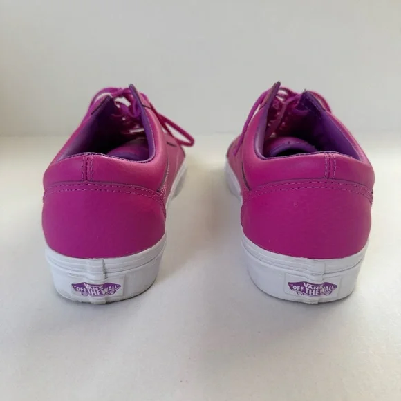 Vans Leather Old Skool Women's Fuchsia Sneakers - Picture 3 of 13